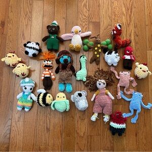 Lot of 21 Woobles Stuffed Animal Toy Knit Crochet Beanie baby Labubu Style NEW